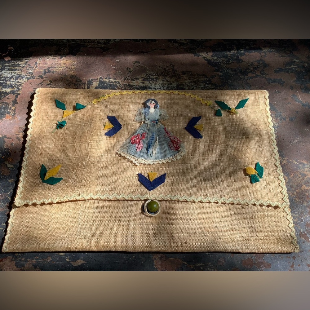 Vintage Straw Clutch with Embellishments Never Used